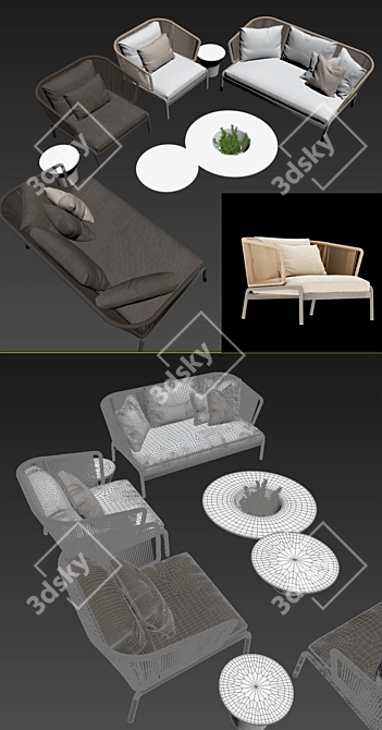 RODA SPOOL Outdoor Sofa - Stylish and Comfortable 3D model image 3