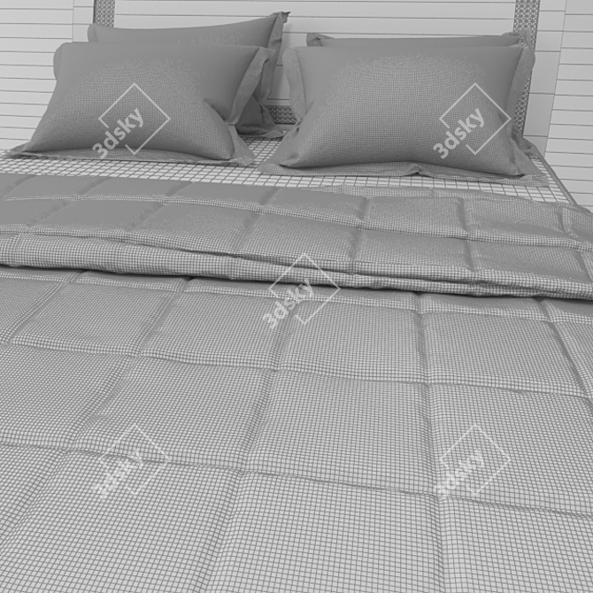 Patchwork Bed: Quilted Comfort at Your Fingertips! 3D model image 3