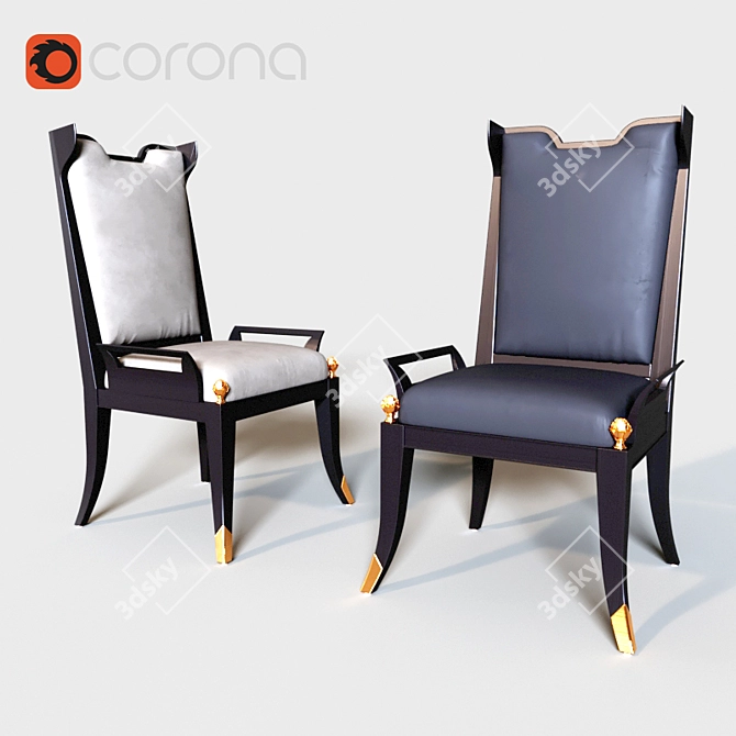 Elegant Upholstered Dining Chair 3D model image 1