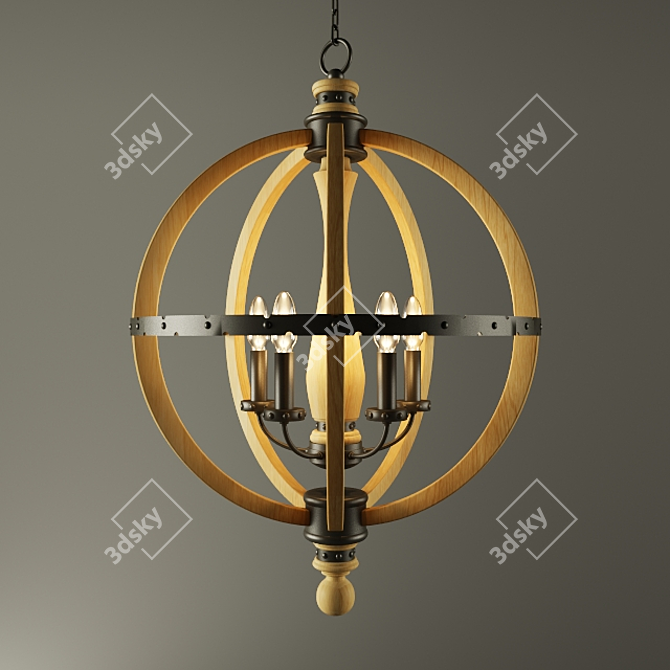 Rustic Orb Candle Chandelier 3D model image 1