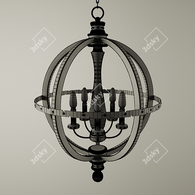 Rustic Orb Candle Chandelier 3D model image 3