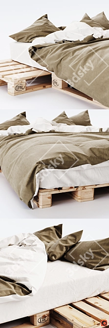 Euro Style Pallet Bed - Modernize Your Bedroom 3D model image 3