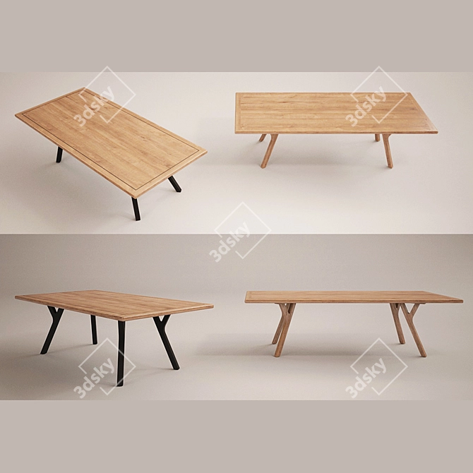 Modern Wooden Dining Tables 3D model image 1