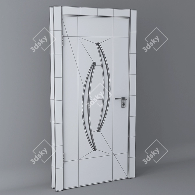 Sleek White Door - Modern Elegance 3D model image 3