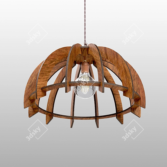 Wooden Umbrella Chandelier 3D model image 1