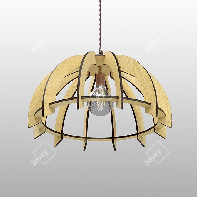 Wooden Umbrella Chandelier 3D model image 2