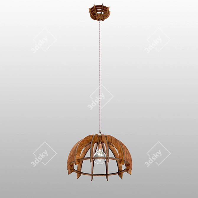 Wooden Umbrella Chandelier 3D model image 3