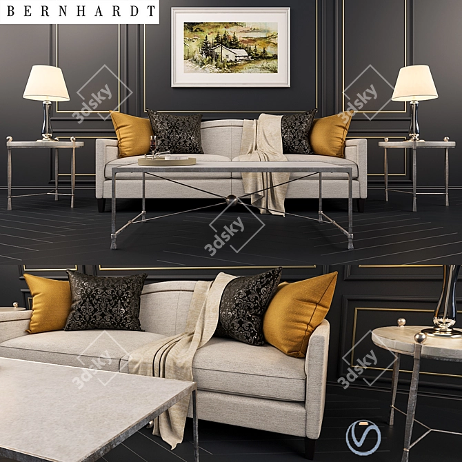 Elegant Bernhardt Strickland Sofa 3D model image 1