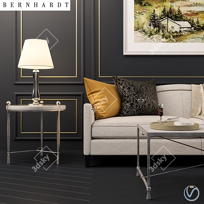 Elegant Bernhardt Strickland Sofa 3D model image 2