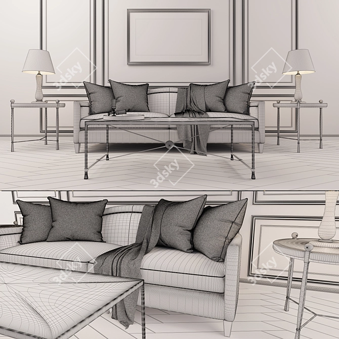 Elegant Bernhardt Strickland Sofa 3D model image 3