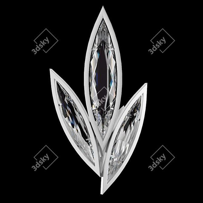 Marquise Platinized Silver Leaf Crystal Wall Sconce 3D model image 1