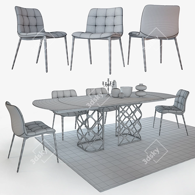 Elegant Dining Set: Bontempi Casa Table & Chairs 3D model image 3