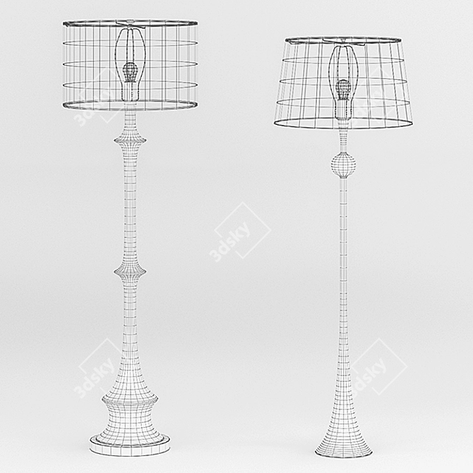 Elegant Dual Tone Floor Lamp 3D model image 2