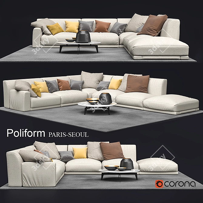 Contemporary Elegance: Poliform Paris-Seoul 3D model image 1