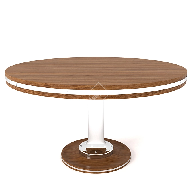 Sleek Oak Circular Yacht Table 3D model image 1