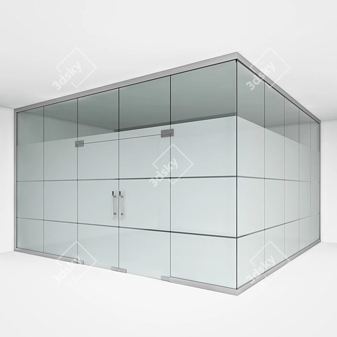 Sleek Glass Office Divider 3D model image 1