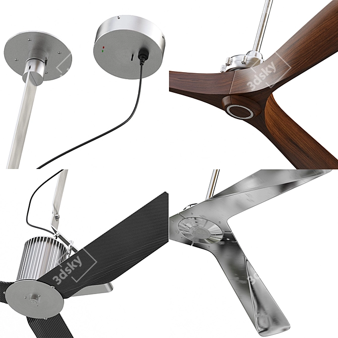 Designer Ventilator Fans (Set of 3) 3D model image 3