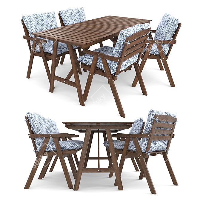 Modern Scandinavian Dining Set 3D model image 1