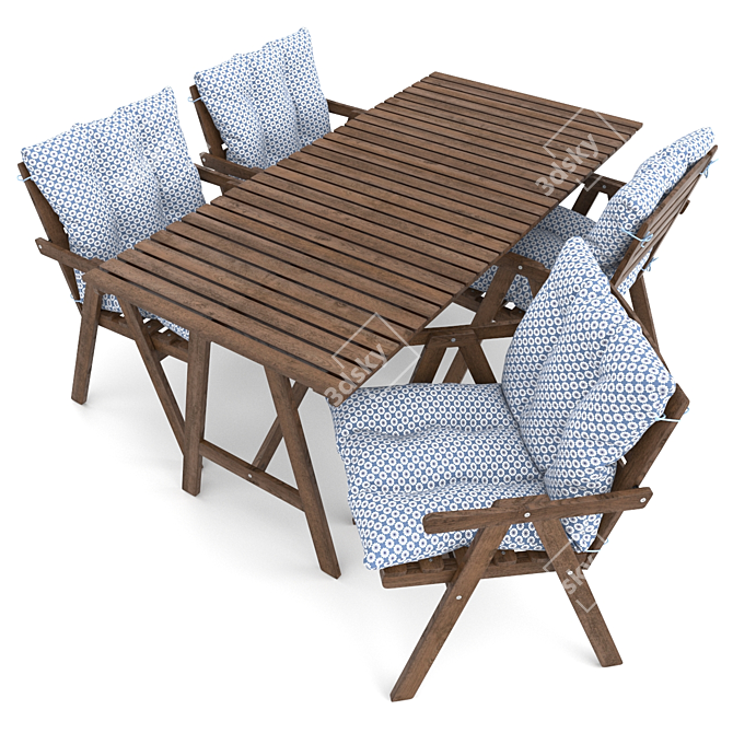 Modern Scandinavian Dining Set 3D model image 2