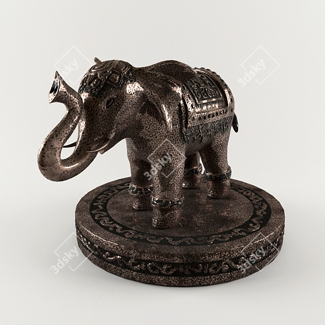 Bronze Indian Elephant Statuette 3D model image 1