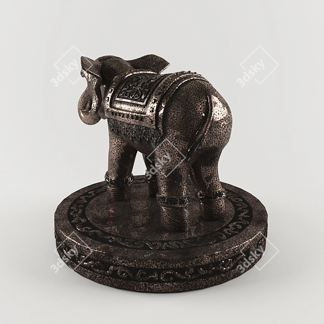 Bronze Indian Elephant Statuette 3D model image 2