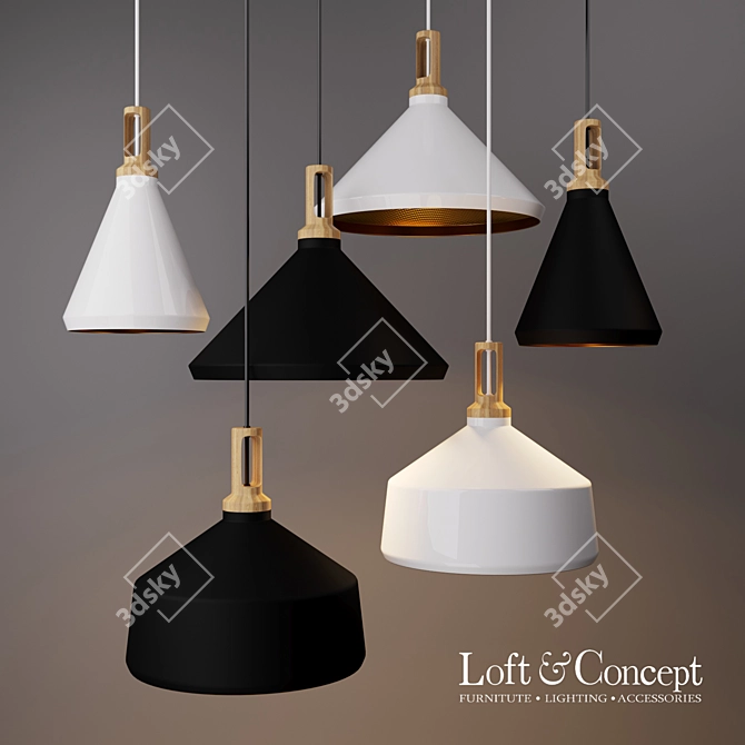 Modern Milky Light Pendant 3D model image 1