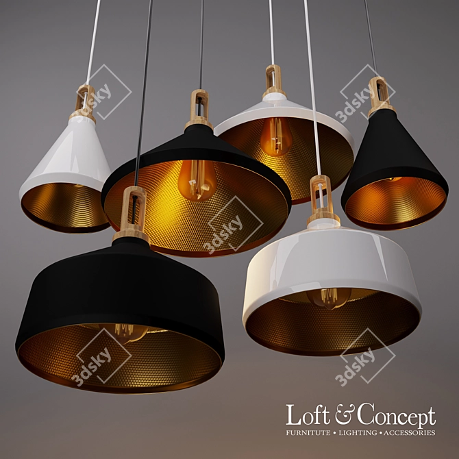 Modern Milky Light Pendant 3D model image 2