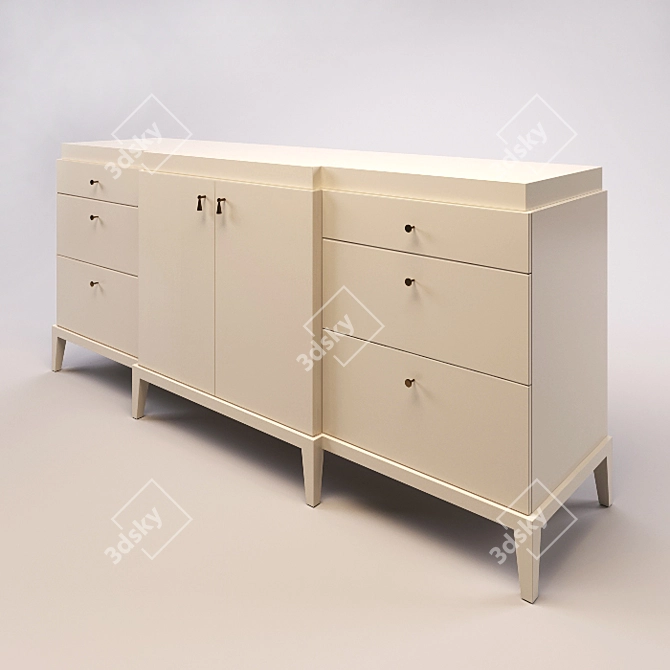 Sleek Manhattan Cabinet with 6 Drawers 3D model image 3