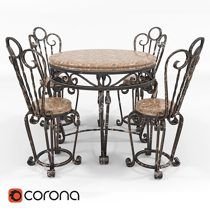 Elegant Iron Dining Set 3D model image 1