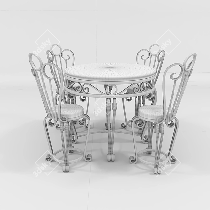 Elegant Iron Dining Set 3D model image 3