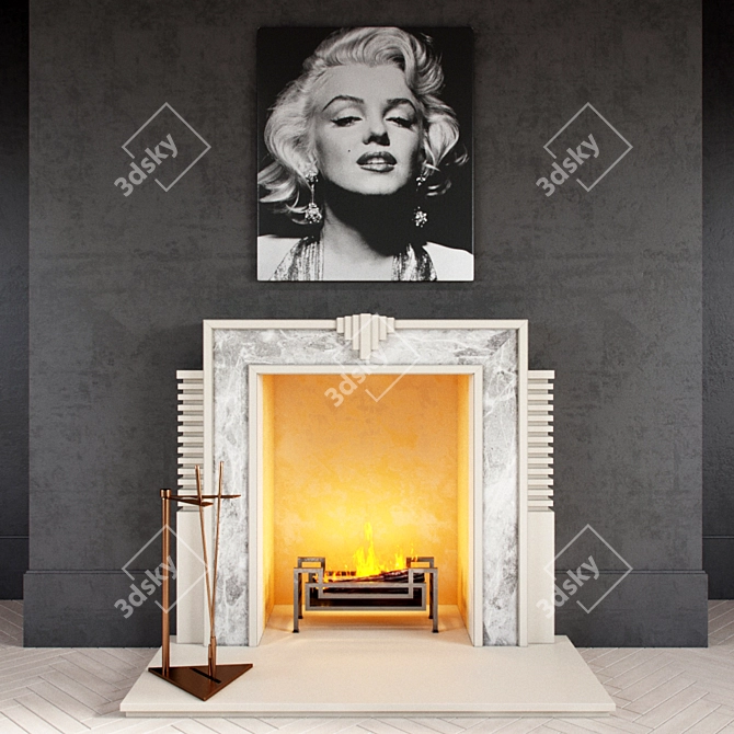Hulanicki Art Deco Fireplace 3D model image 1