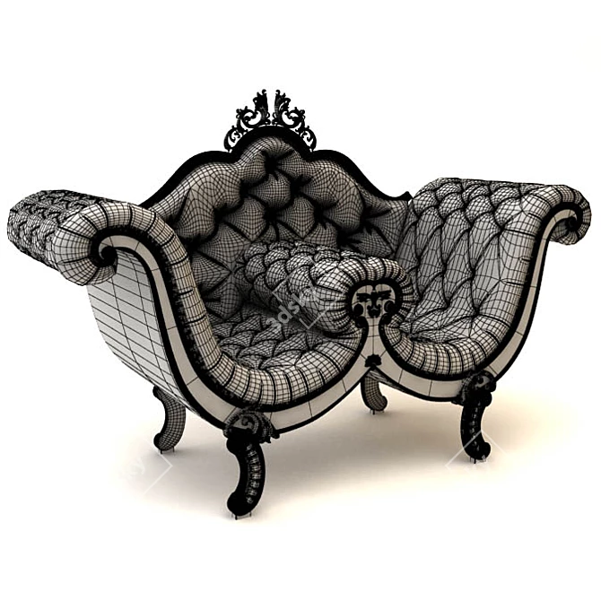 Elegant Vintage Armchair 3D model image 2