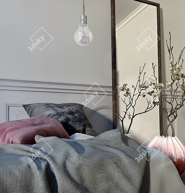 Floral Bedroom Decor Set 3D model image 2