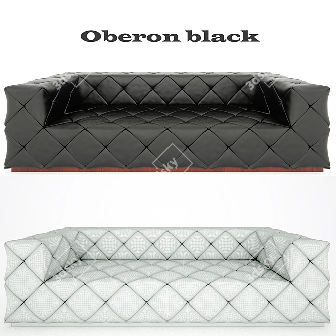 Luxury Oberon Black Leather Sofa 3D model image 1