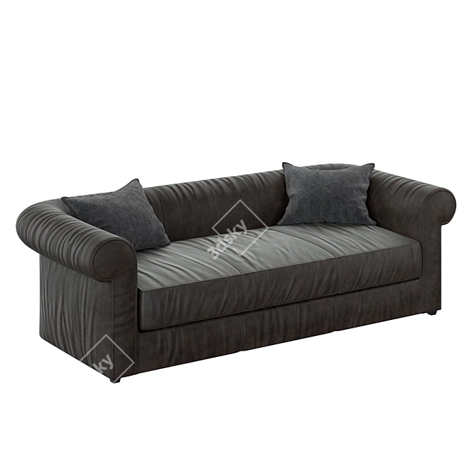 Modern Leather Sofa 3D model image 1