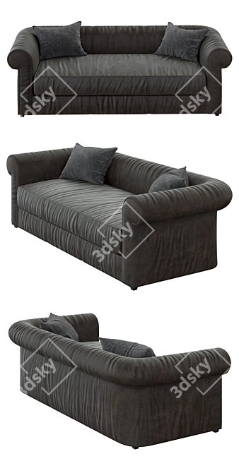 Modern Leather Sofa 3D model image 2