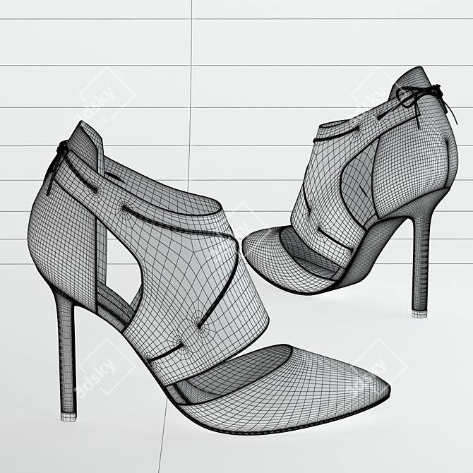 Classic Leather Ankle Boot 3D model image 2