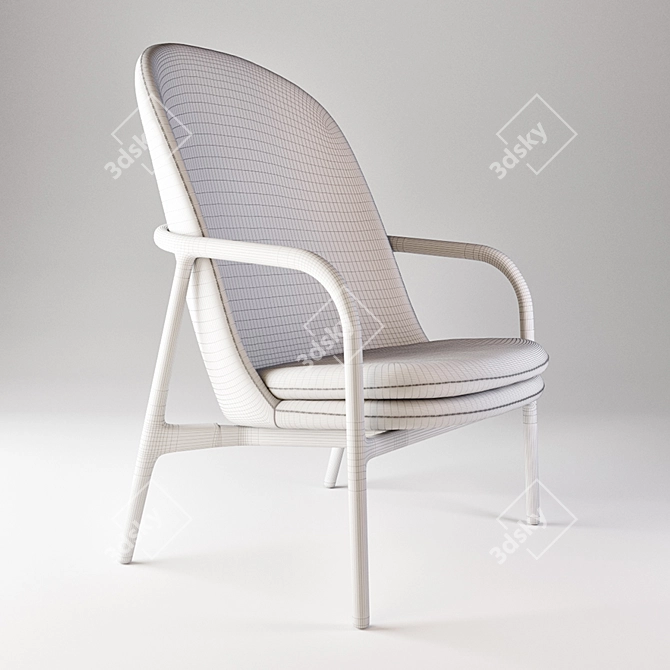 Elegant Neva Lounge Armchair 3D model image 3