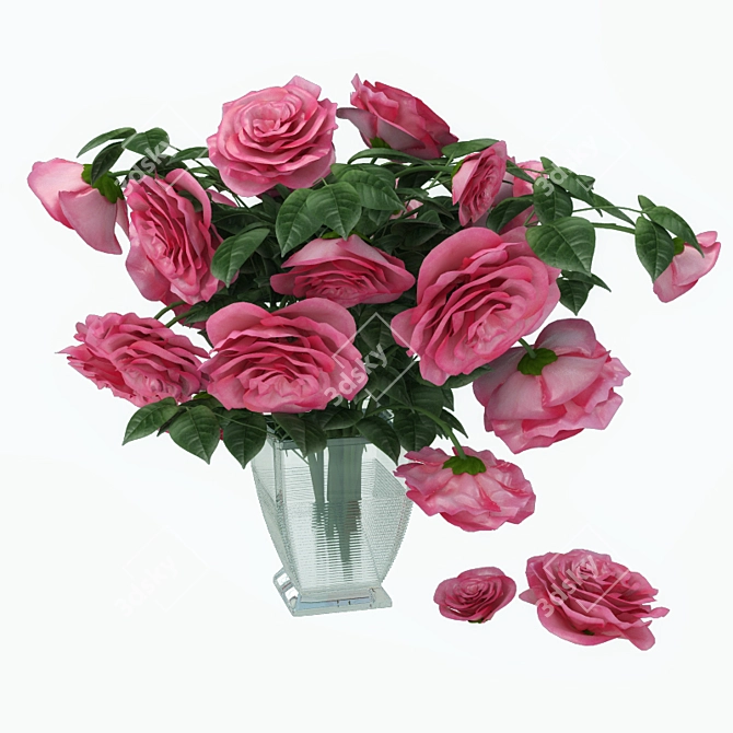 Blooming Roses: Realistic Floral 3D Model 3D model image 1