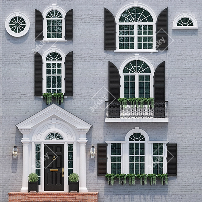 English Classic Windows & Doors 3D model image 1