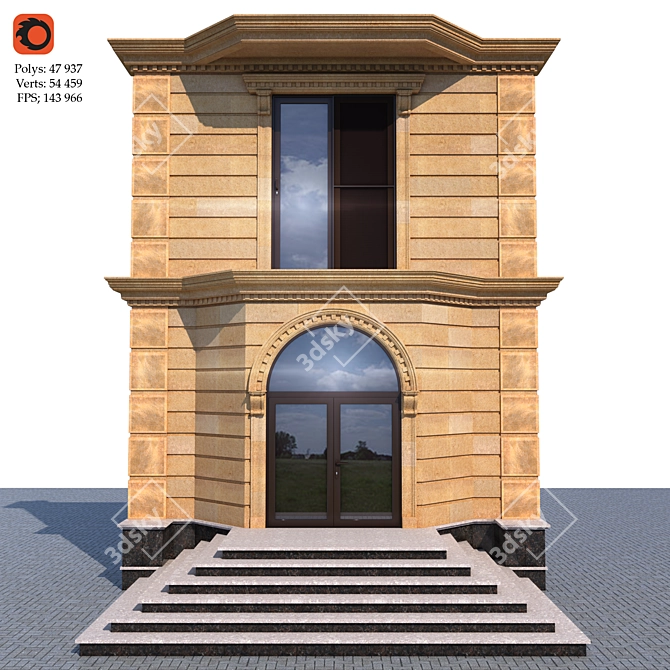 Classic Style Building Facade Kit 3D model image 1