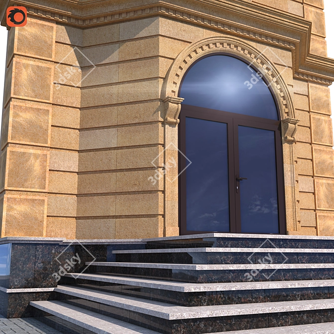 Classic Style Building Facade Kit 3D model image 2