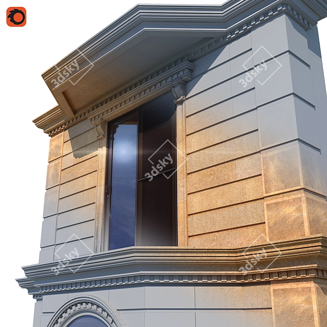 Classic Style Building Facade Kit 3D model image 3