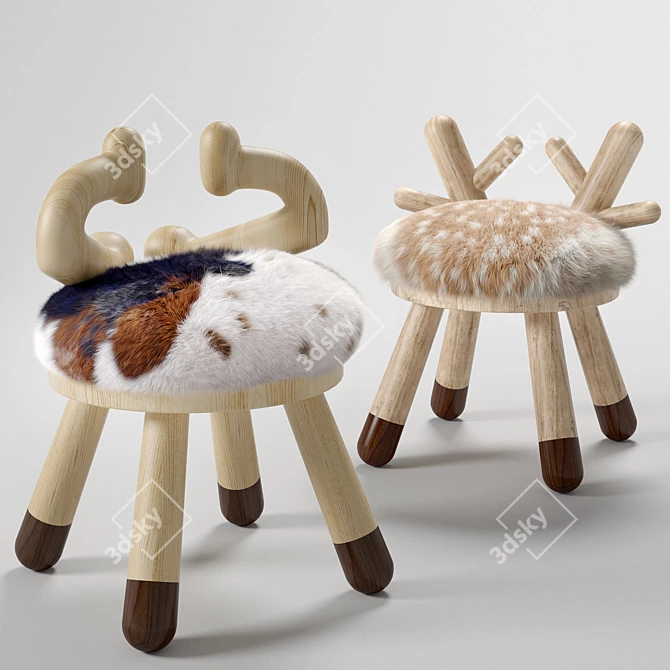 Whimsical Woodland Chairs 3D model image 3