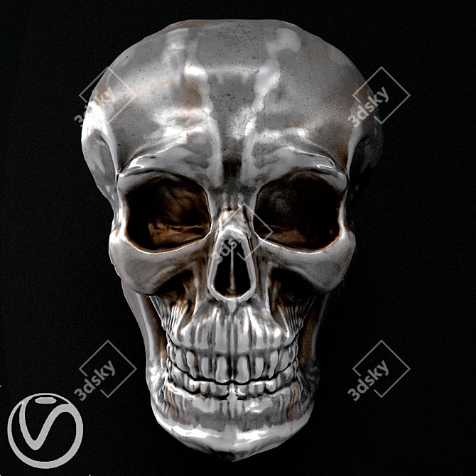 Silver Skull Wall Decor 50cm 3D model image 1