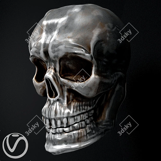 Silver Skull Wall Decor 50cm 3D model image 2