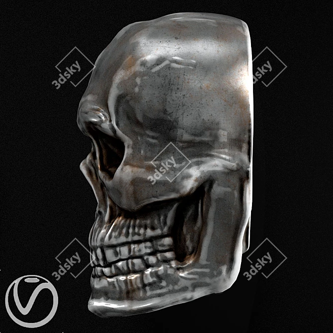 Silver Skull Wall Decor 50cm 3D model image 3