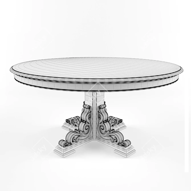 Vintage Round Dining Table - Perfect for Elegant Gatherings 3D model image 2