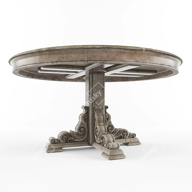 Vintage Round Dining Table - Perfect for Elegant Gatherings 3D model image 3