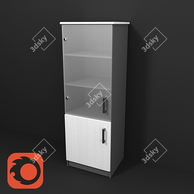 Matte Glass Door Cabinet 3D model image 1